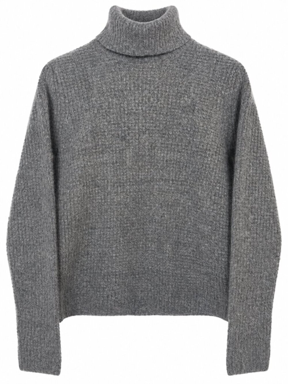Deane & White Angora Blend Women's Small Gray Cropped Turtleneck Sweater